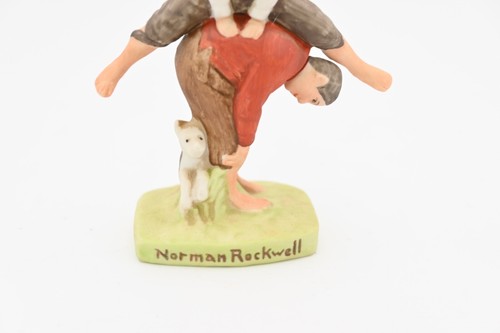 Vintage Norman Rockwell Boys Playing With Dog Statue By David Grossman Original - Picture 3 of 8