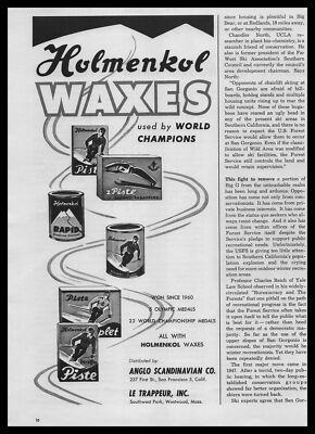 1963 Holmenkol Piste Snow Ski Wax Anglo Scandinavian San Francisco CA Print Ad