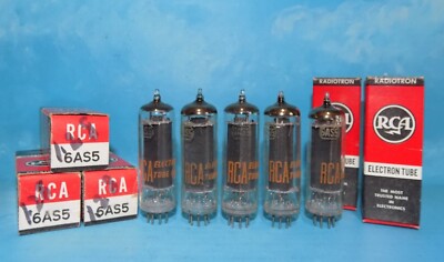 5 RCA 6AS5 Tubes Halo Getters NOS/NIB 