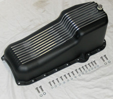 Black 1980-85 Sbc Chevy Finned Aluminum Oil Pan 305 5.0l 350 5.7l 2pc Return