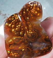Natural hand fashioned Fire Agate specimen Aqua Caliente Mexico 62.85 carats