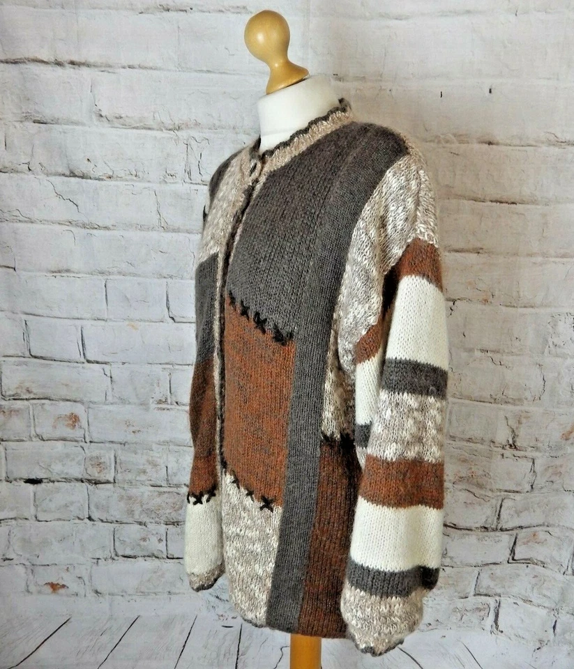 "C&A cárdigan mezcla mohair True Vintage C&A marrón años 70 coatigan S pequeño 12 14 busto 44" Foto 3 de 4