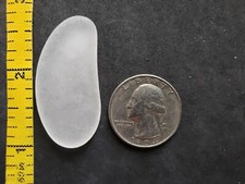 GENUINE PURE BEACH SEA GLASS SURF TUMBLED WHITE CLEAR SNOW FROSTED PENDANT N05