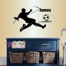 Vinyl Decal Soccer Player Boys Customized Name Kids Bedroom Wall Sticker 1604