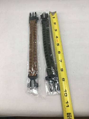 Survival Brackets Whistle And Fire Starter And Cord .A Pair 1 Green And 1 Brown. - Picture 5 of 5