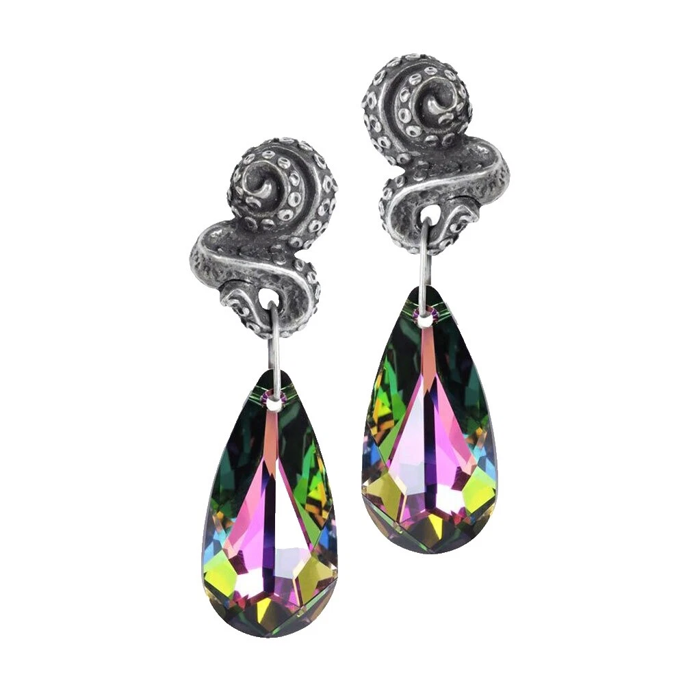 Espiga de Peltre Cristal Pendientes de Moda