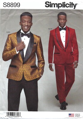Simplicity S8899 Men's Tuxedo Jackets, Pants & Bow Tie Sz 44