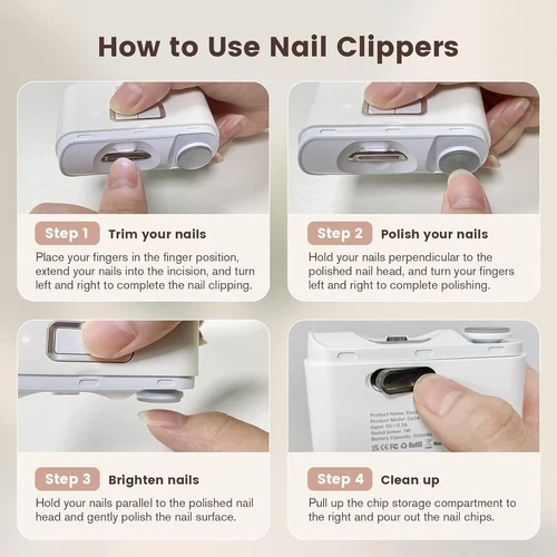 Cortaúñas Eléctrico Automático Recortadora Herramienta para el Cuidado de la Manicura Recargable 500MAH - Imagen 4 de 13