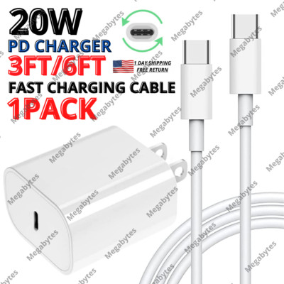 USB C Type C Fast Charger 20W Power Adapter Cable For Samsung Android iPhone 15