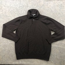 Murano Sweater Mens Medium Brown Polo Collared Long Sleeve Wool a10 *