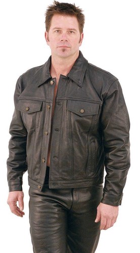 Chaqueta de cuero negra estilo denim #M1411 - Imagen 3 de 13