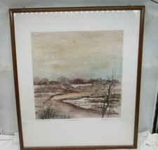 Original Pinsel Tempera Gemälde „Wintertag am Bach“ signiert Ernst Peter Rade 