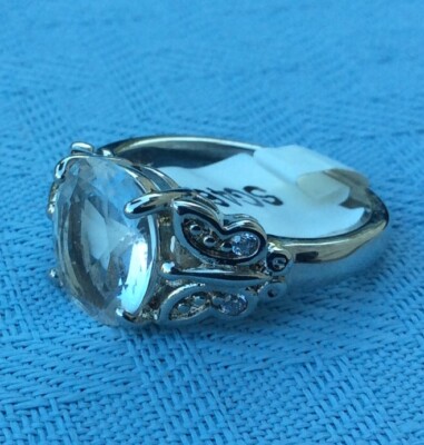 JewelScent Ring Size 6, Oval CZ, Butterfly Rhodium Plated Brass, SG46