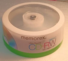 Memorex 25 Pack High Speed CD-RW Rewritable 12X 700MB 80min BLANK CDs NEW SEALED