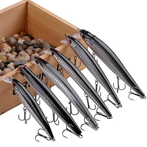 Saltwater Fishing Lures Kit 5in Minnow Plugs Topwater Crankbaits Popper 6PCS - Image 5