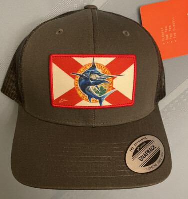 HUL Perormance Florida Marlin Fishing Hat Adjustable Snapback Yupoong Ash V