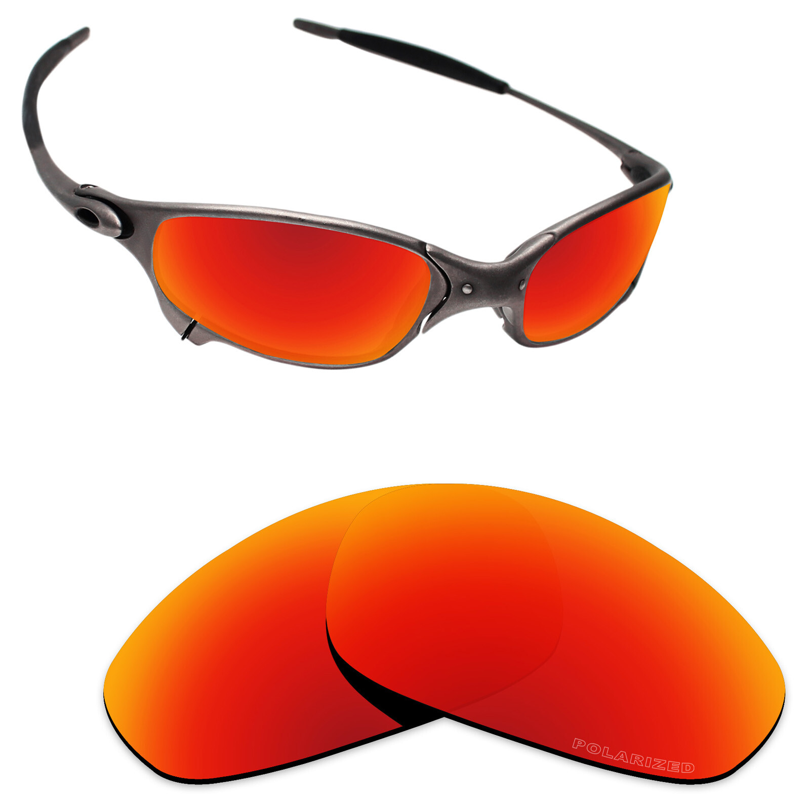 Hawkry SaltWater Proof Fire Red Replacement Lenses for-Oakley Juliet -Polarized