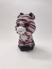 Ty Beanie Boos Zoey Pink & Black Stripes Zebra Medium 6" Plush Glitter Eyes