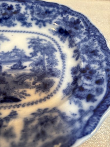 Fairy Villas Flow Blue 10" Platter - W. Adams Co. China England c.1900 - Picture 8 of 9