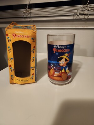 Walt Disney Classic Pinocchio Glass Collector Series Cup 1994 