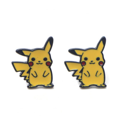 POKEMON PIKACHU ENAMEL STUD EARRINGS APPROX. 1/2'' In Gift Box
