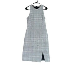 Banana Republic Women’s 4 Black White Plaid Sleeveless Sheath Dress Office