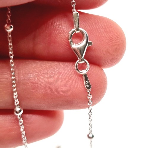 Sterling Silver Chain Necklace Saturn Ball Anchor Trace 925 - 1mm - 18inch - Picture 9 of 10