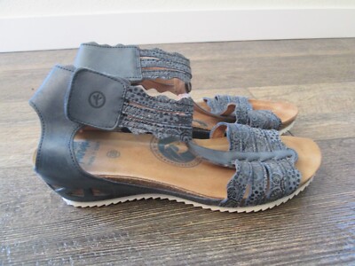 Women's WANDA PANDA blue slingback wedge sandals blue leather  sz. 38