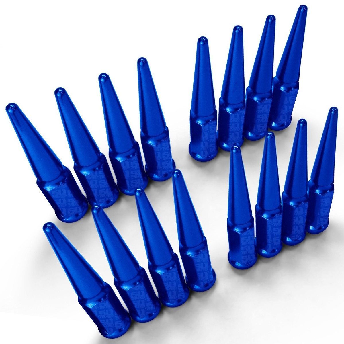 12x1.25mm Extended Spike Lug Nuts Blue Finish 16 Pieces for 2016