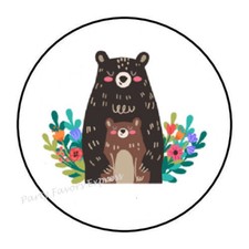 30 WOODLAND BEAR ENVELOPE SEALS LABELS STICKERS PARTY FAVORS 1.5" ROUND