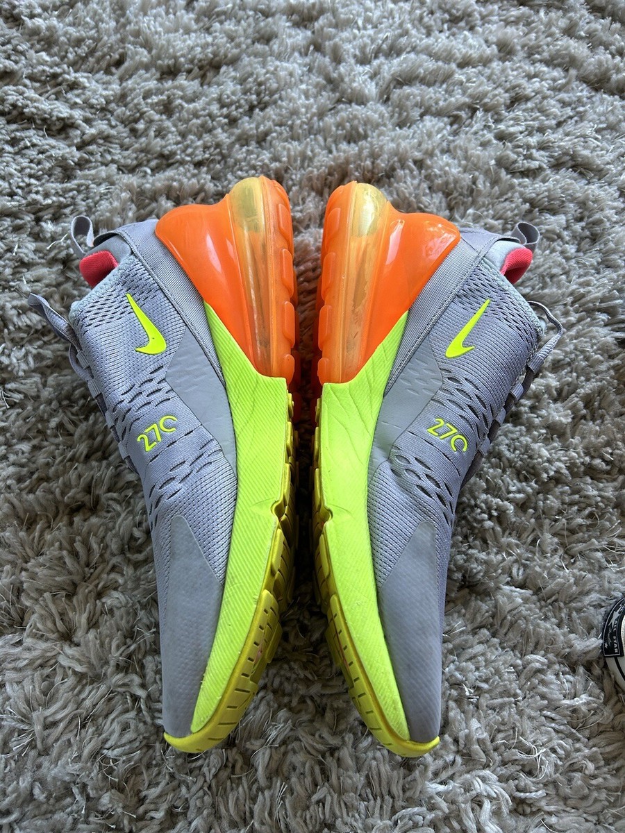 Nike Air Max 270 Grey Volt Orange Mens SZ 10.5 Neon Lime Swish Nike Air Max 270 Grey Volt Orange for Sale | Authenticity  main image 2
