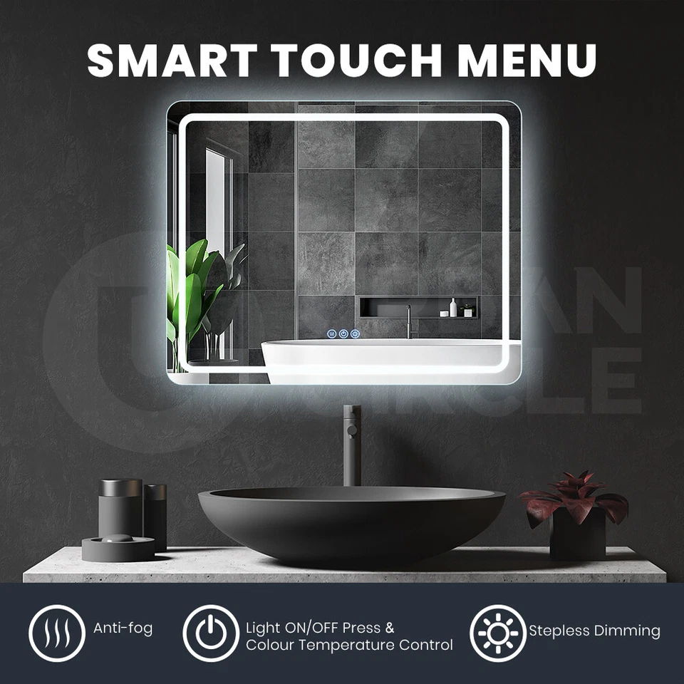 Simplus LED Bathroom Mirror Front Light Vanity Mirrors Wall Anti-Fog 100x80cm - image 3 of 4