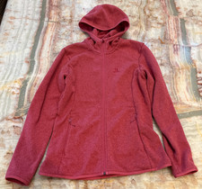 Salomon Womens Bise Hooded Fleece Jacket Garnet Rose Pink Full-Zip Size L