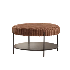 30.9"Wide Upholstered Round Ottoman Coffee Table Foot Rest Footstool Brown