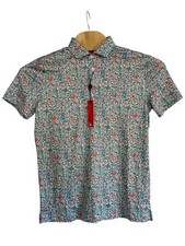 Redvanly Louis Golf Polo Size S Floral Luxury Performance Short Sleeve New