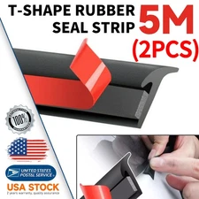 Black 5M×2 T-Shape Car Door Protector Rubber Edge Trim Guard Molding Seal Strip
