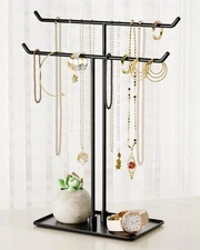 Necklace Stand: Black Metal Necklace Organizer for Home Decor