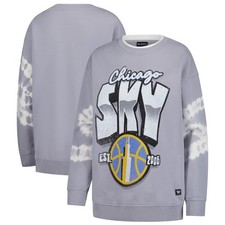 Women's The Wild Collective  Gray Chicago Sky Double Collar Fleece Pullover