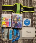 Wii pkg ~ 3 Controllers, Wii Sports, Zumba, Disney Sing It, Zumba Fitness Belt.