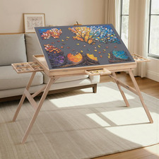 27.6" H 1500Pcs Tilting Puzzle Table for Adults with Legs,Natural  34.2"W X 26.