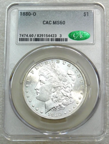 1880-O Morgan Silver Dollar CACG MS60 Frosty White PQ New Holder #J299