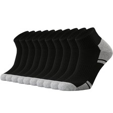 10-Pack Men's Running Cushion Low Cut Socks Cotton Moisture Wicking Mesh