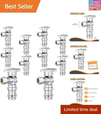 Heavy-Duty 10-Pack Angle Stop Valve Set - Chrome-Plated for Superior Durability