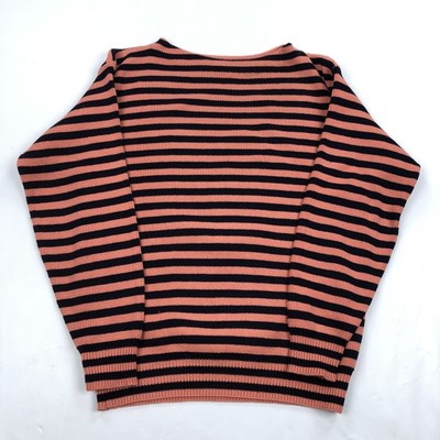 Vitnage 90s J.CREW Men's XL Striped Crew Neck Sweater Coral Navy Oarsman