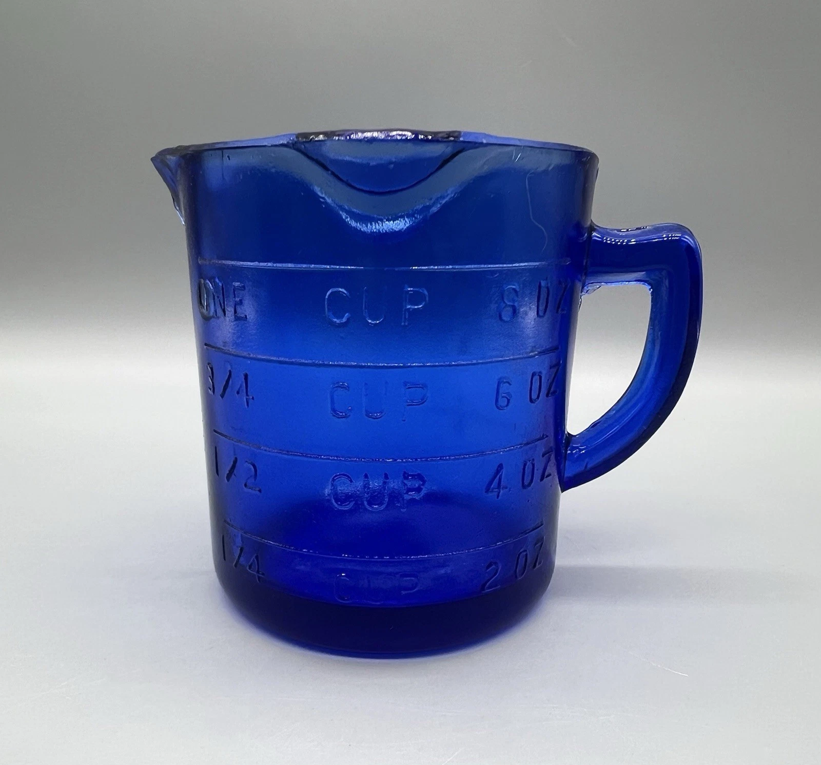HTF Vintage Hazel Atlas Glass Cobalt Blue One Cup Measure c.1930