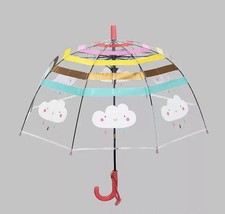 Transparent Umbrella  Pink Clouds    Cute Dome Umbrella with Color Stripes, 70cm