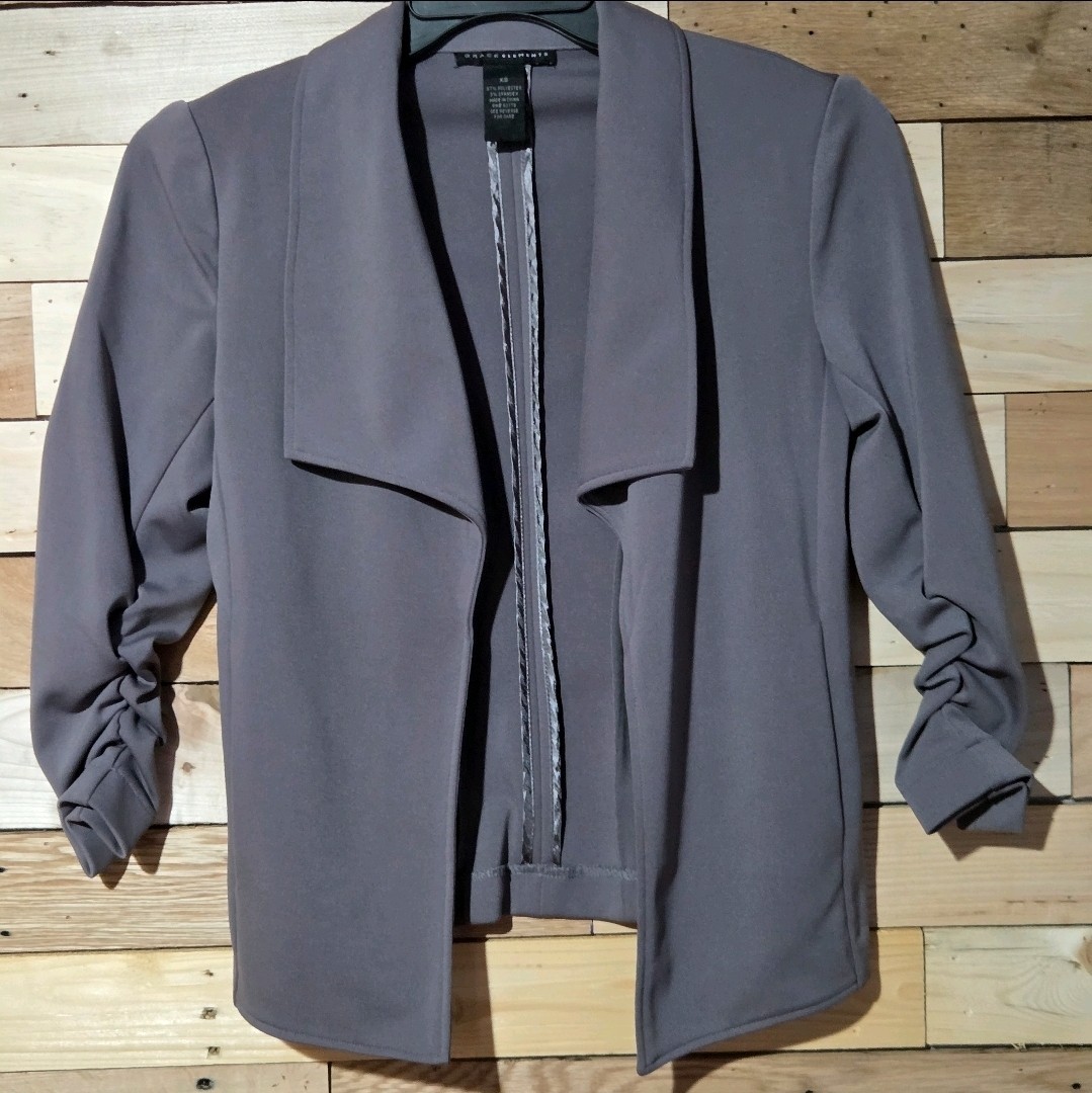 Grace Elements Open Front Blazer Jacket Ruched Sl… - image 1