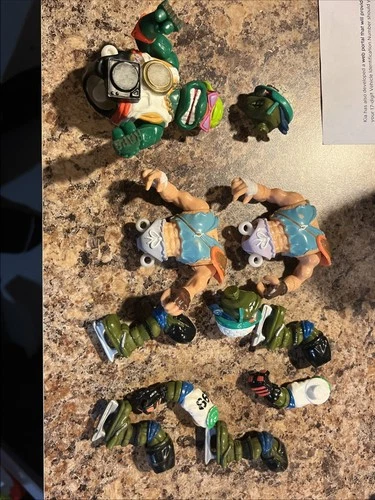 Vintage Teenage Mutant Ninja Turtles Figure Lot TMNT Parts Repair Broken Bundle