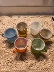 Vtg. Anchor Hocking Fire-King Kimberly Diamond Mugs Set 6 Mixed Colors MCM