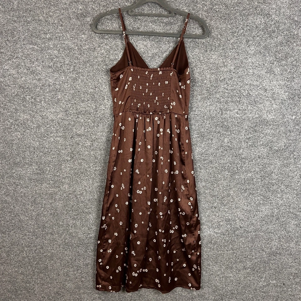 Abercrombie & Fitch Brown Floral Print Button Front Cami Midi Dress XS - Image 2 of 4